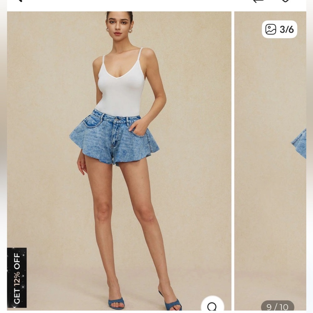 Distressed Ruffle Denim Shorts